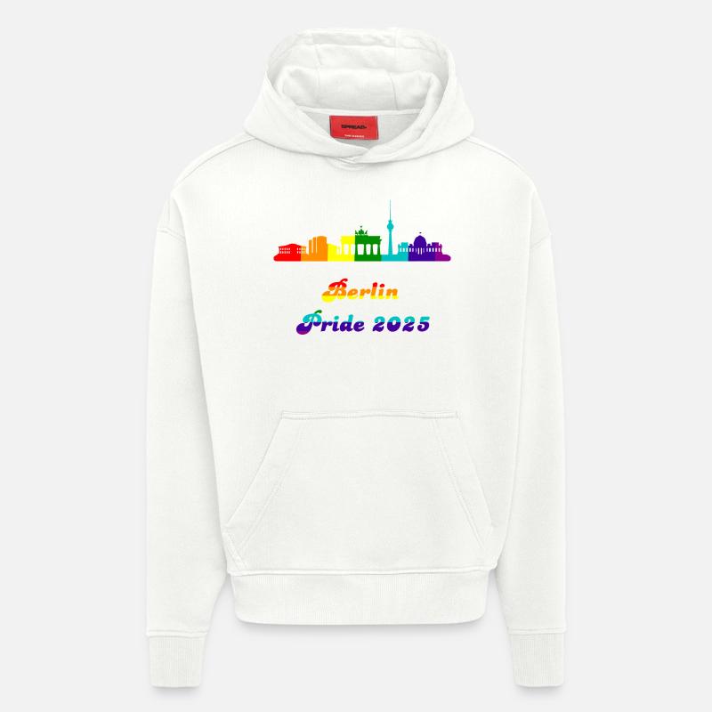 Pride 2025 Berlin - Sweat à capuche bio épais oversize fabriqué en UE - OFF WHITE