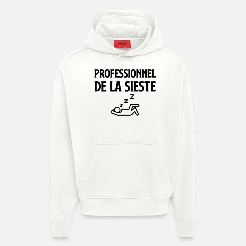 Professionnel de la sieste - Sweat à capuche bio épais oversize fabriqué en UE - OFF WHITE