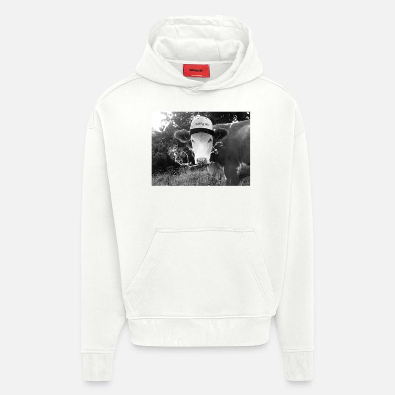 Bekiffte Kuh mit Spliff - Hoodie- made by SPREAD  - OFF WHITE