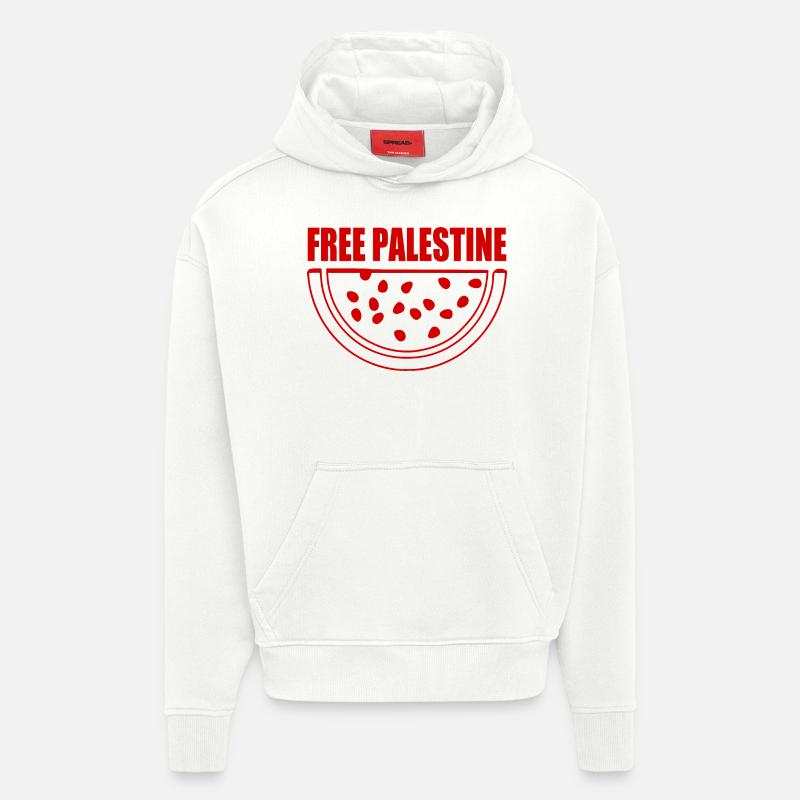 Free palestine melon pastèque - Sweat à capuche bio épais oversize fabriqué en UE - OFF WHITE