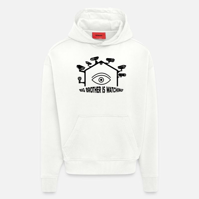 Big Brother regarde - Sweat à capuche bio épais oversize fabriqué en UE - OFF WHITE
