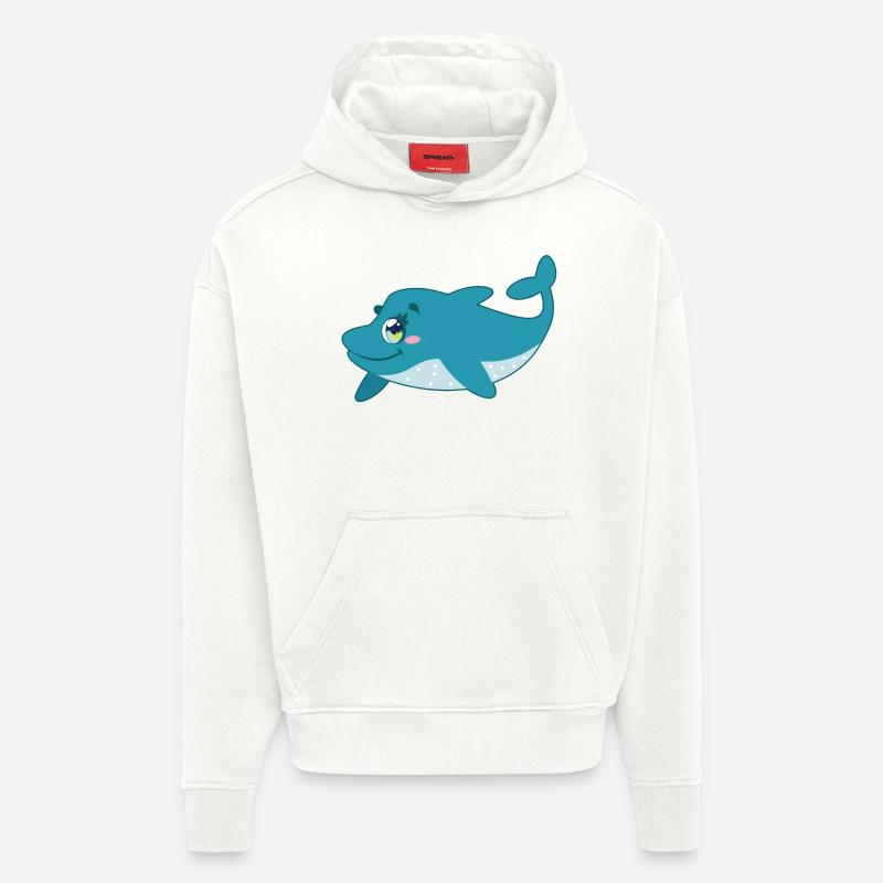 Süßer Delfin mit Rand - Hoodie- made by SPREAD  - OFF WHITE