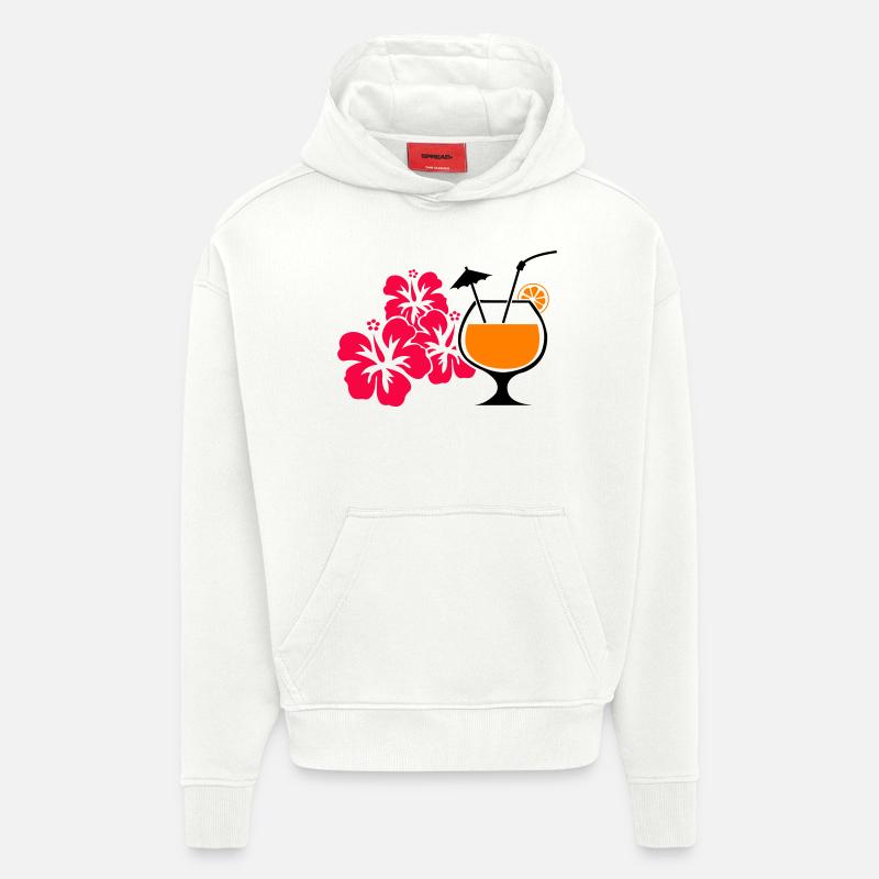 Boisson cocktail à l’hibiscus d’Hawaï - Sweat à capuche bio épais oversize fabriqué en UE - OFF WHITE