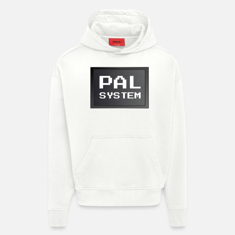 Retrogaming - PAL system - Sweat à capuche bio épais oversize fabriqué en UE - OFF WHITE