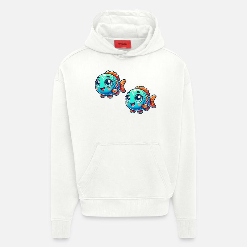 Bande dessinée Poisson 2 - Sweat à capuche bio épais oversize fabriqué en UE - OFF WHITE
