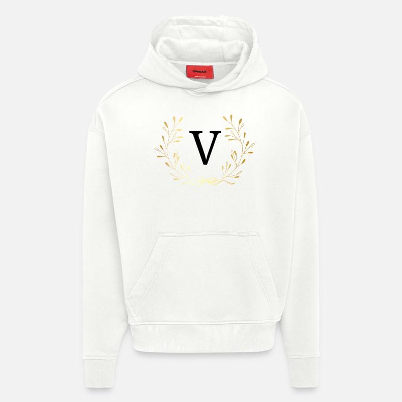 Buchstabe V Goldene Blumenkrone - Hoodie- made by SPREAD - OFF WHITE
