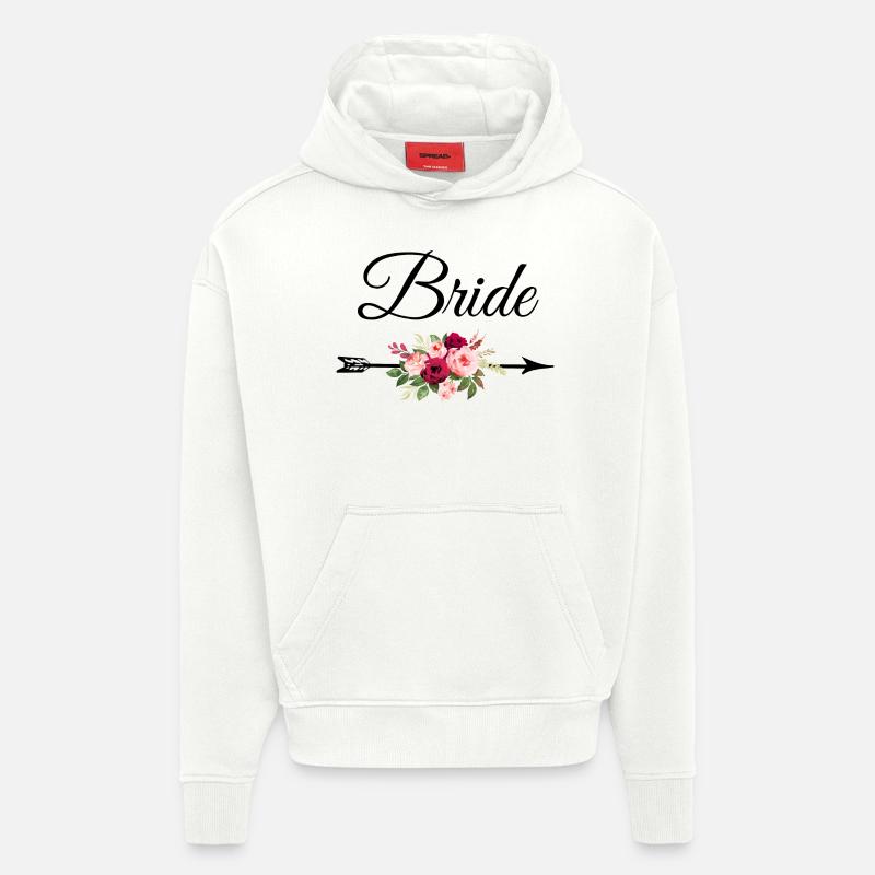 Bride bouquet de fleurs flèche - Sweat à capuche bio épais oversize fabriqué en UE - OFF WHITE