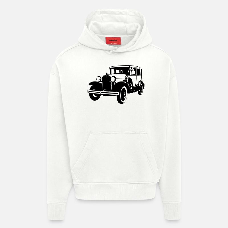 Ford Oldtimer - Sweat à capuche bio épais oversize fabriqué en UE - OFF WHITE