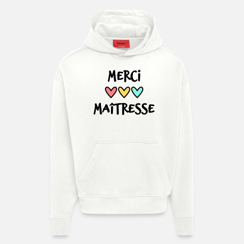 MAÎTRESSE. MERCI. MERCI MAÎTRESSE - Sweat à capuche bio épais oversize fabriqué en UE - OFF WHITE