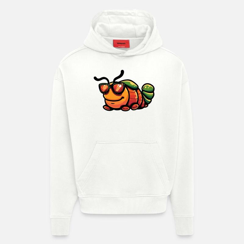 Bande dessinée Worm Cool - Sweat à capuche bio épais oversize fabriqué en UE - OFF WHITE