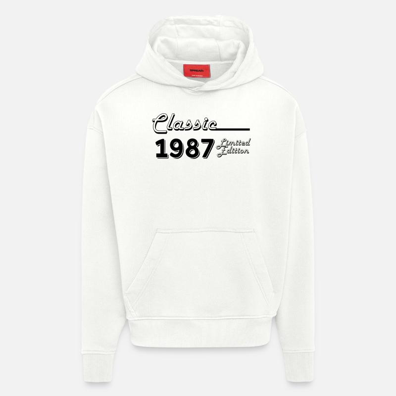 Classic 1987 édition limitée - Sweat à capuche bio épais oversize fabriqué en UE - OFF WHITE