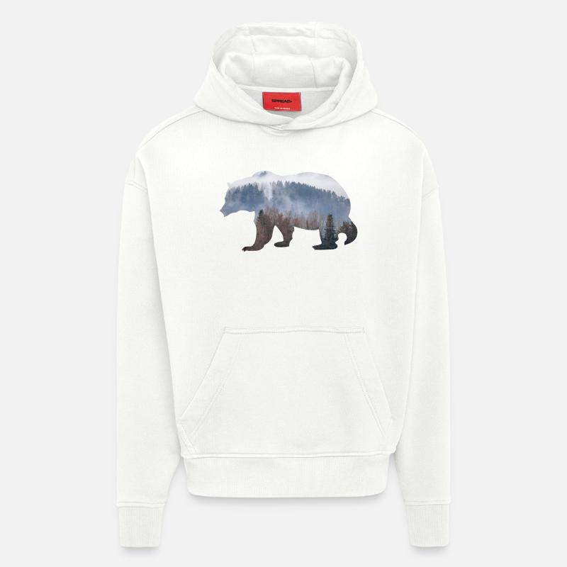 Bär mit Wald - Hoodie- made by SPREAD  - OFF WHITE