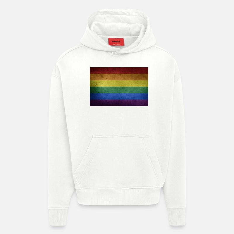 Drapeau pride - Sweat à capuche bio épais oversize fabriqué en UE - OFF WHITE