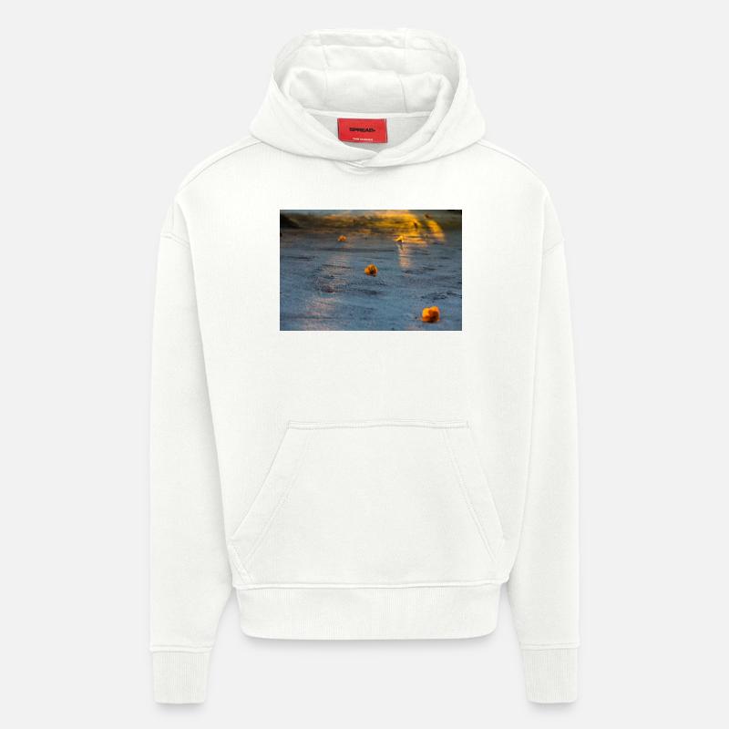 fleurs - Sweat à capuche bio épais oversize fabriqué en UE - OFF WHITE