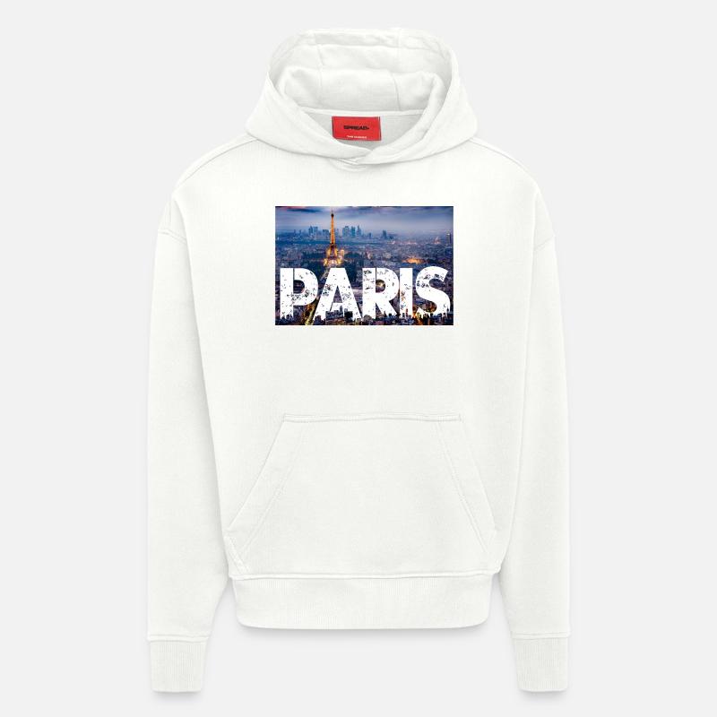 Paris Tour Eiffel - Sweat à capuche bio épais oversize fabriqué en UE - OFF WHITE