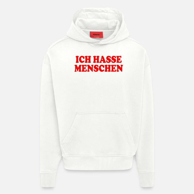 Je déteste les gens - Sweat à capuche bio épais oversize fabriqué en UE - OFF WHITE