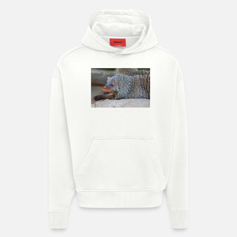Gebänderte Manguste oder Zebramanguste Zebramanguste - Hoodie- made by SPREAD  - OFF WHITE