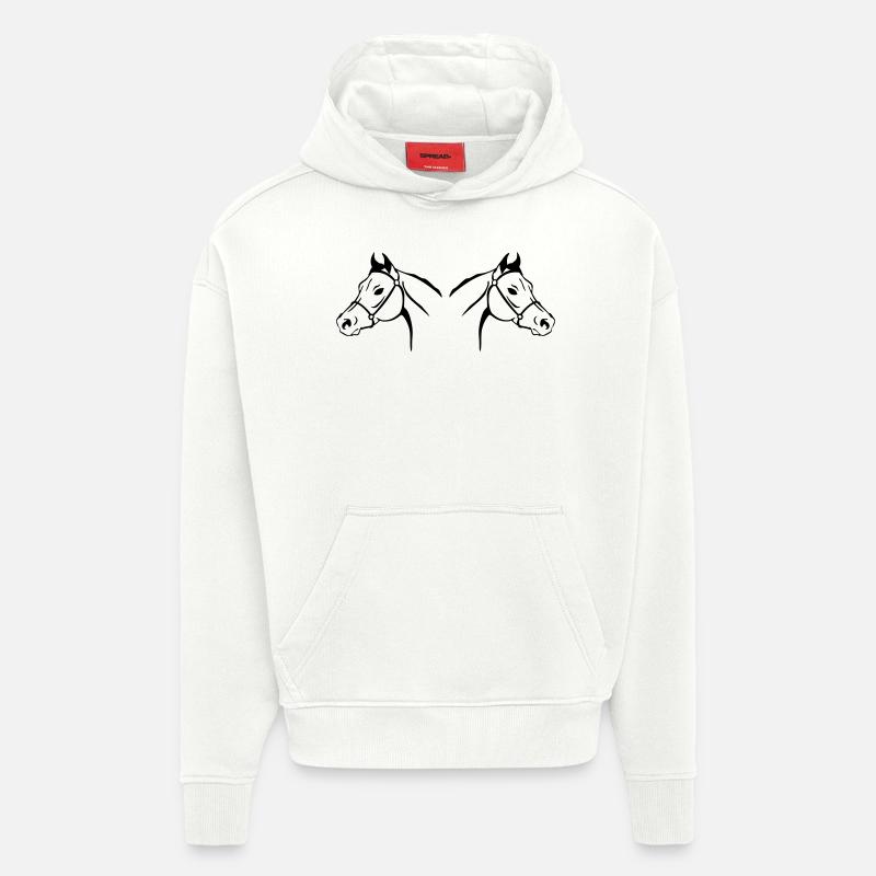 Chevaux - Sweat à capuche bio épais oversize fabriqué en UE - OFF WHITE