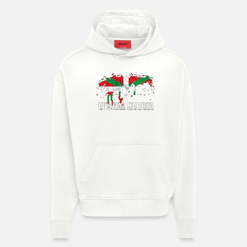 drapeau basque - Sweat à capuche bio épais oversize fabriqué en UE - OFF WHITE