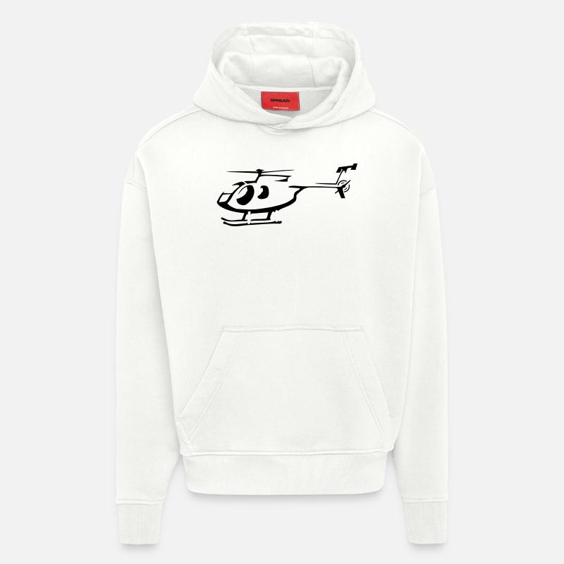 helicopter - Sweat à capuche bio épais oversize fabriqué en UE - OFF WHITE