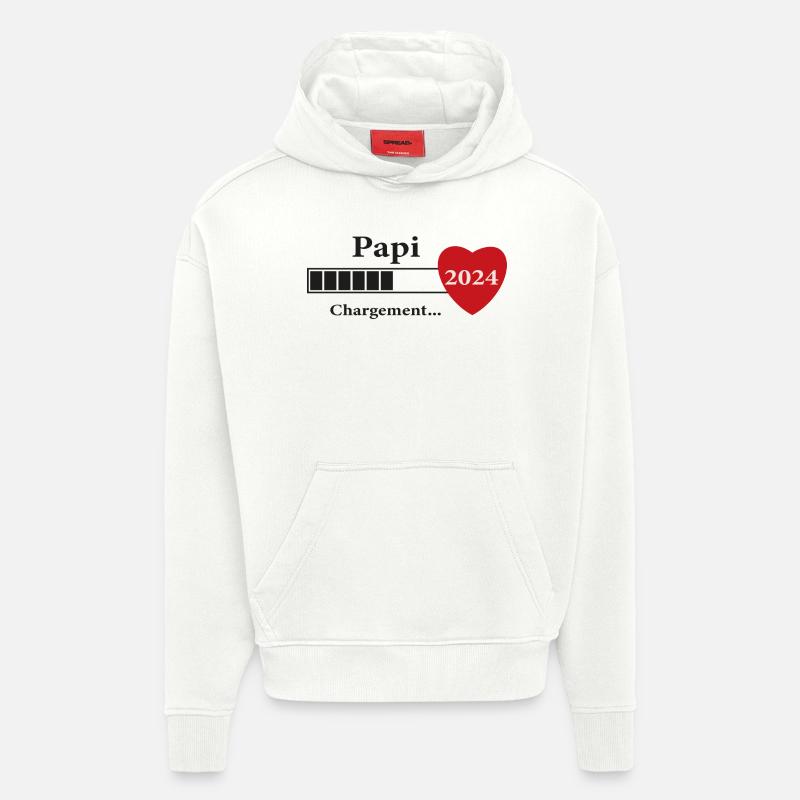 papi - futur papi chargement - Sweat à capuche bio épais oversize fabriqué en UE - OFF WHITE