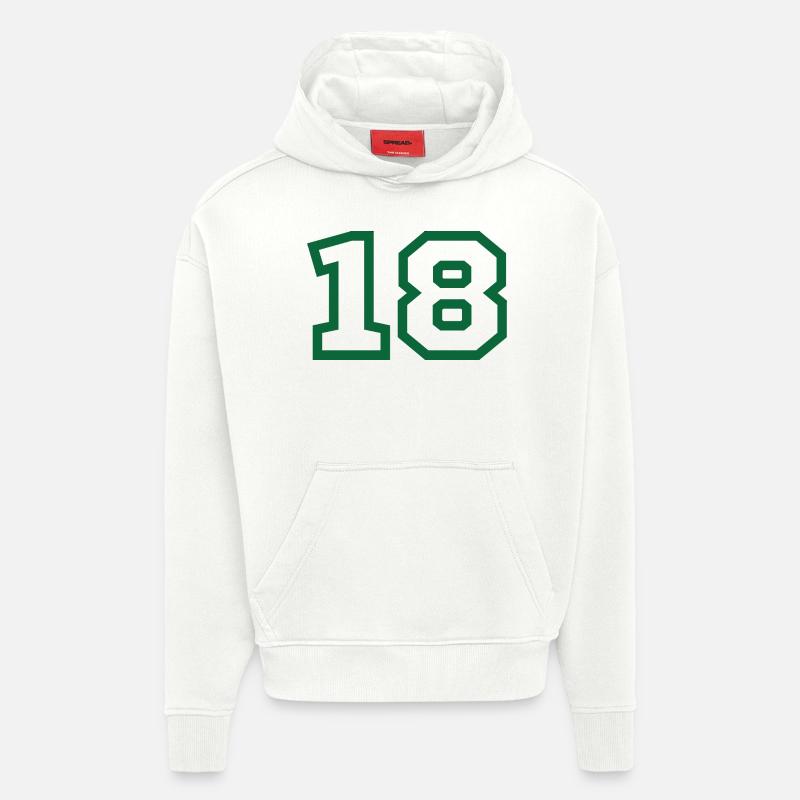 Numéro 18 sport vert - Sweat à capuche bio épais oversize fabriqué en UE - OFF WHITE
