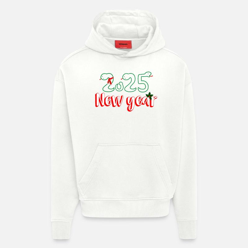 Nouvel An Serpent - Sweat à capuche bio épais oversize fabriqué en UE - OFF WHITE