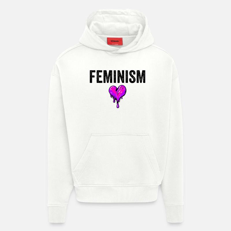 FÉMINISME - Sweat à capuche bio épais oversize fabriqué en UE - OFF WHITE