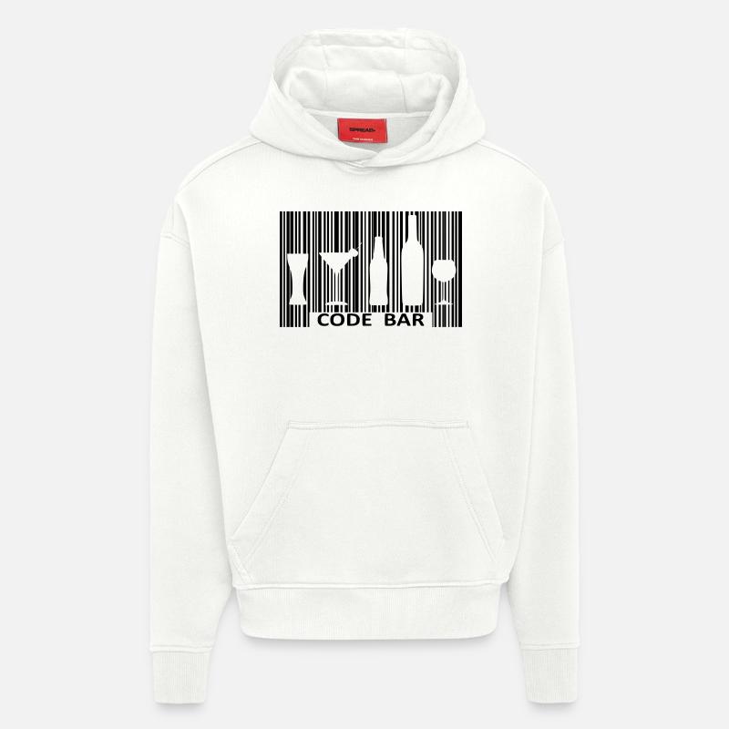 Code bar - Sweat à capuche bio épais oversize fabriqué en UE - OFF WHITE