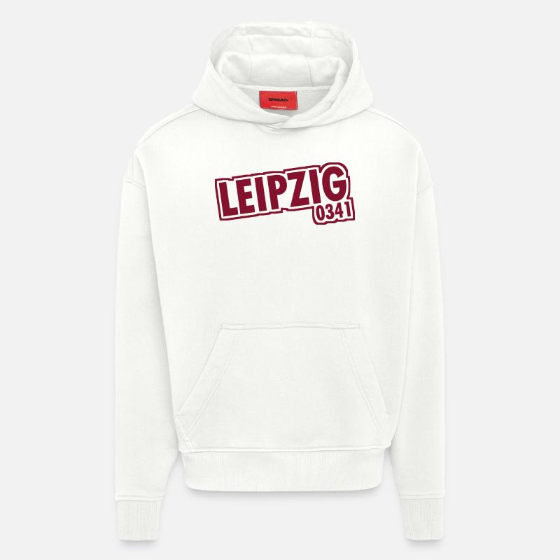 Leipzig - 0341 - Indicatif régional - Saxe - Sweat à capuche bio épais oversize fabriqué en UE - OFF WHITE