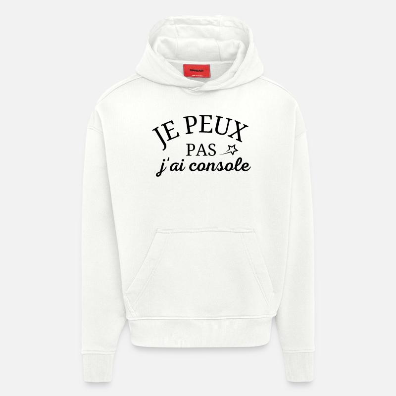 je peux pas j'ai console - Sweat à capuche bio épais oversize fabriqué en UE - OFF WHITE