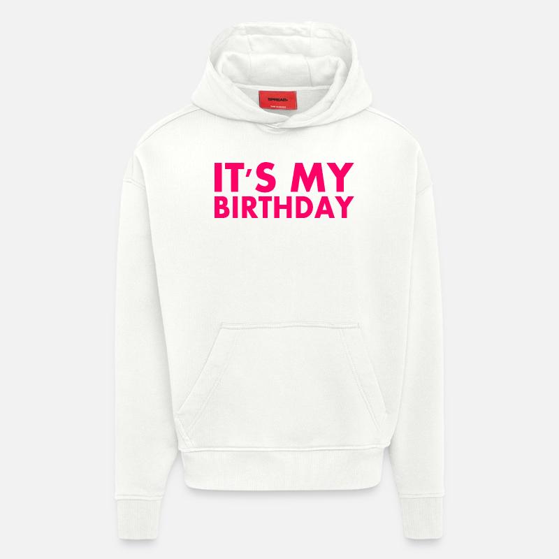 C’est mon anniversaire - Sweat à capuche bio épais oversize fabriqué en UE - OFF WHITE