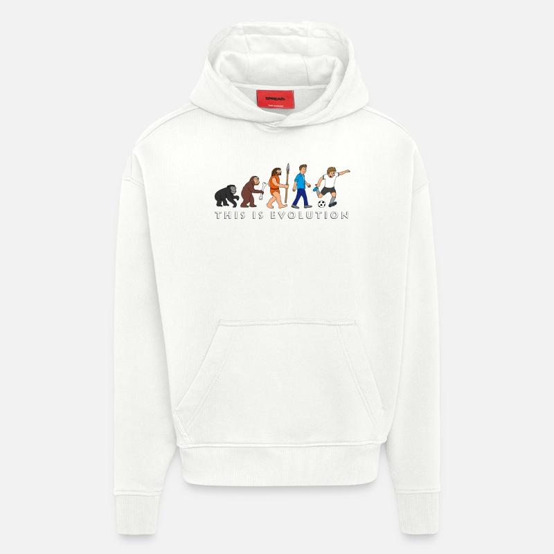 evolution_fussball_comic_a - Sweat à capuche bio épais oversize fabriqué en UE - OFF WHITE