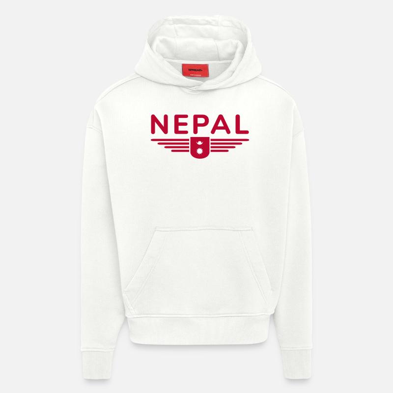 Design Népal – Aventure himalayenne - Sweat à capuche bio épais oversize fabriqué en UE - OFF WHITE