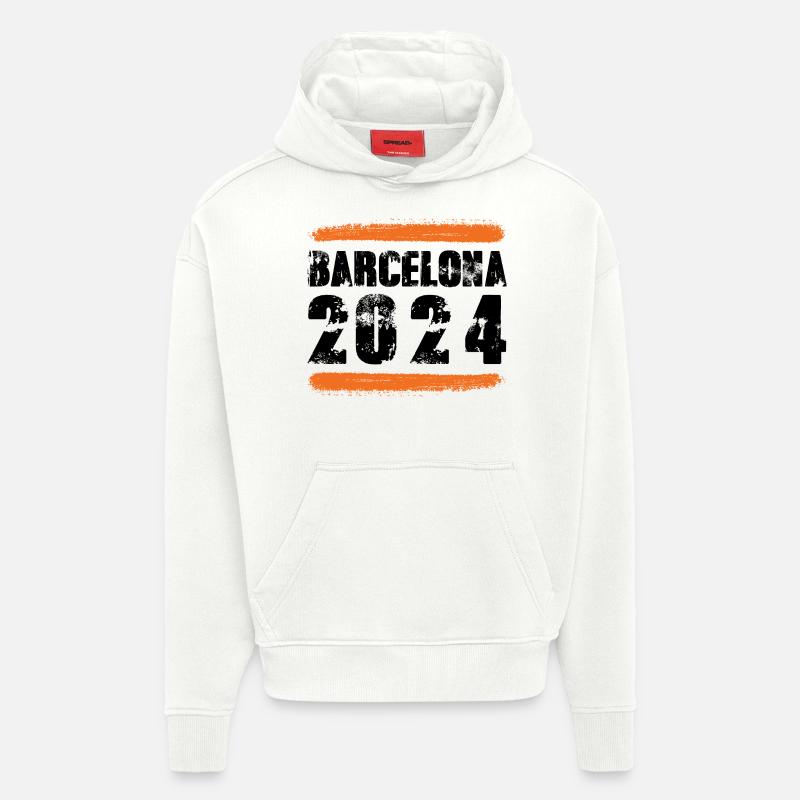L’équipe de Barcelone 2024 - Sweat à capuche bio épais oversize fabriqué en UE - OFF WHITE