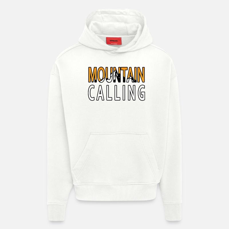 L’aventure vous attend - Mountain Calling. - Sweat à capuche bio épais oversize fabriqué en UE - OFF WHITE