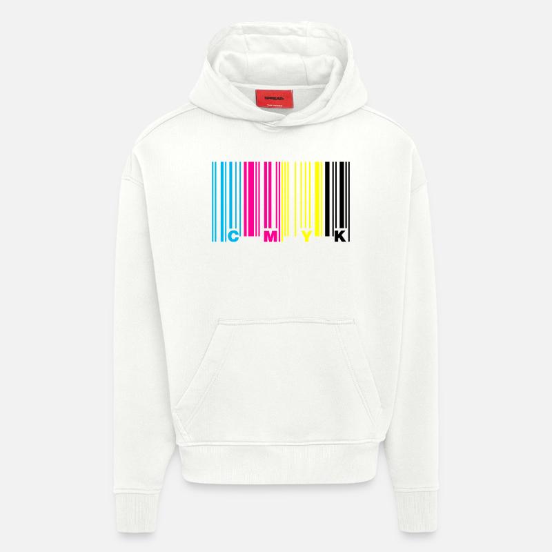 cmyk barcode - Sweat à capuche bio épais oversize fabriqué en UE - OFF WHITE