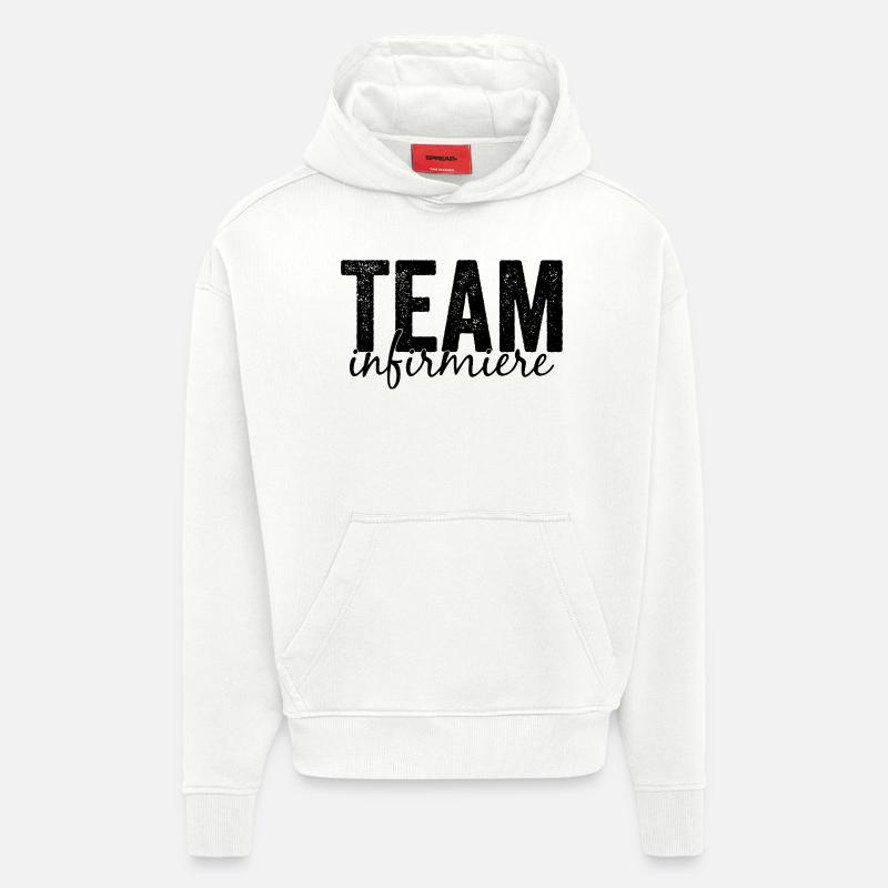 Team infirmiere - Sweat à capuche bio épais oversize fabriqué en UE - OFF WHITE
