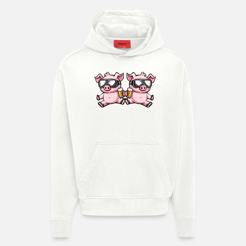 Schwein Ski Team Bier - Hoodie- made by SPREAD  - OFF WHITE