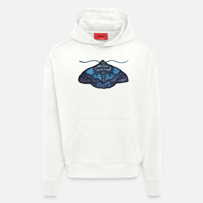 Blue moth – unique embroidered pattern - Hoodie- made by SPREAD  - OFF WHITE