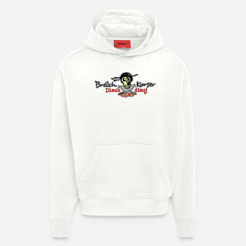Dieub ha disuj (Libre et rebelle) - Sweat à capuche bio épais oversize fabriqué en UE - OFF WHITE