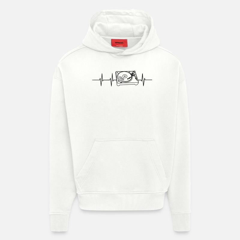 Turntable Heart Rate - Hoodie- made by SPREAD  - OFF WHITE