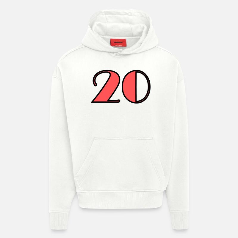 20 ANS,20e ANNIVERSAIRE,ANNIVERSAIRE 20 ANS,20 - Sweat à capuche bio épais oversize fabriqué en UE - OFF WHITE