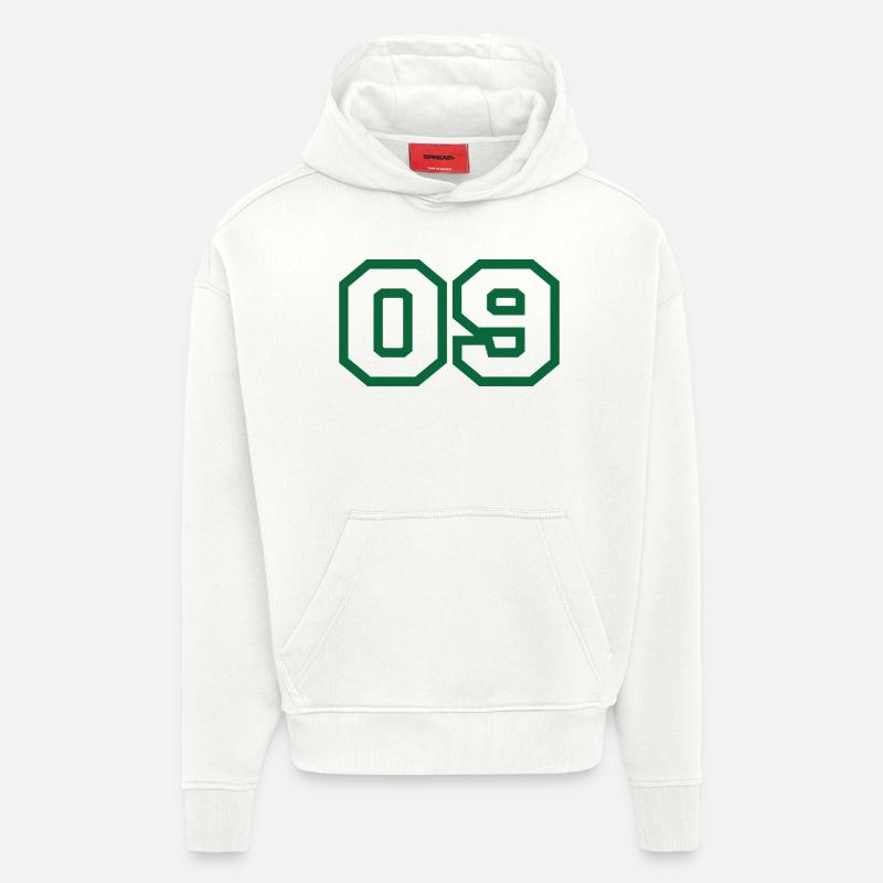 Numéro 9 sport vert - Sweat à capuche bio épais oversize fabriqué en UE - OFF WHITE