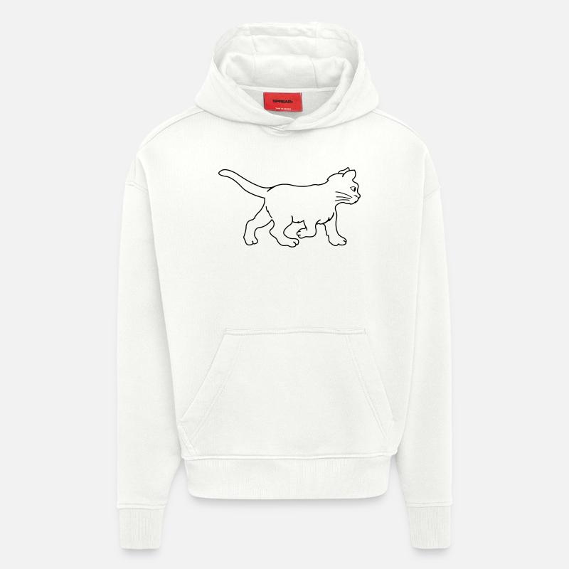 chat - Sweat à capuche bio épais oversize fabriqué en UE - OFF WHITE