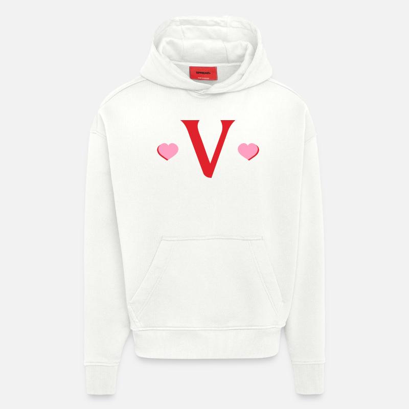Buchstabe v rote Herzen - Hoodie- made by SPREAD  - OFF WHITE