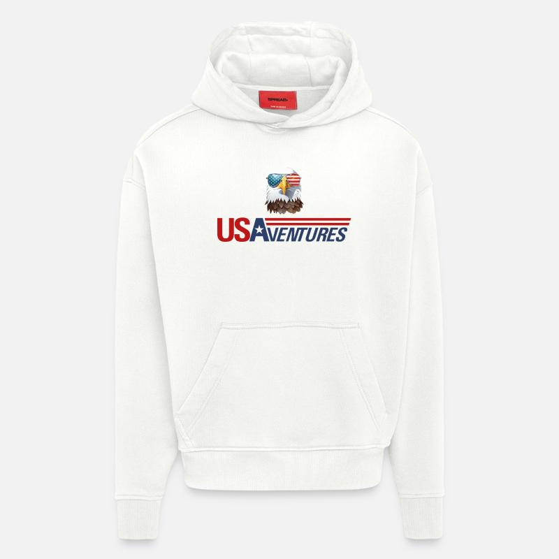 Eagle head logo - Sweat à capuche bio épais oversize fabriqué en UE - OFF WHITE
