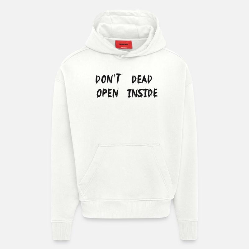 dont-open-dead-inside - Sweat à capuche bio épais oversize fabriqué en UE - OFF WHITE