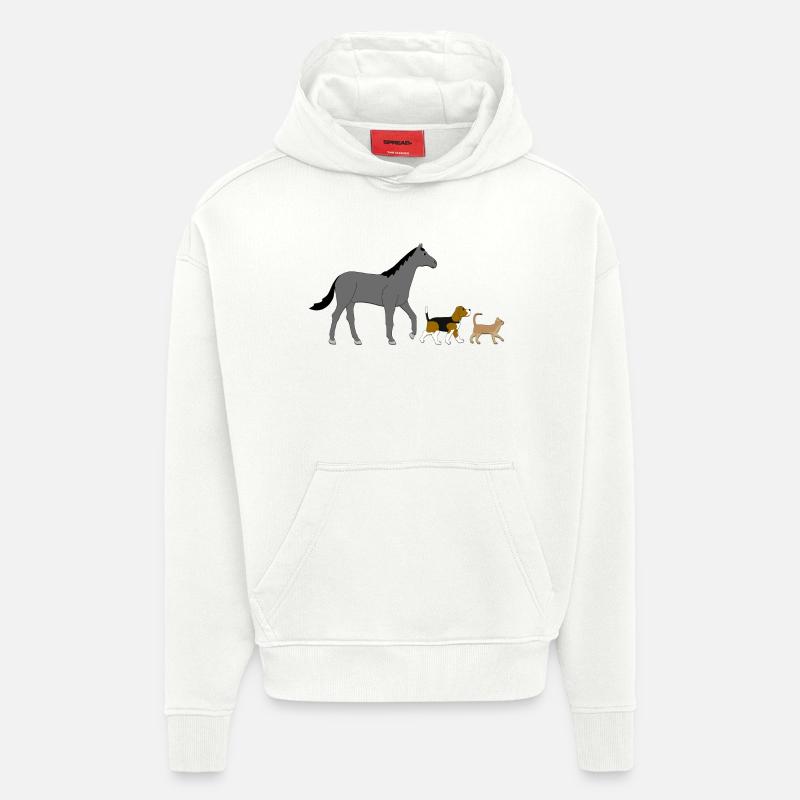 Cheval, chien, chat - Sweat à capuche bio épais oversize fabriqué en UE - OFF WHITE