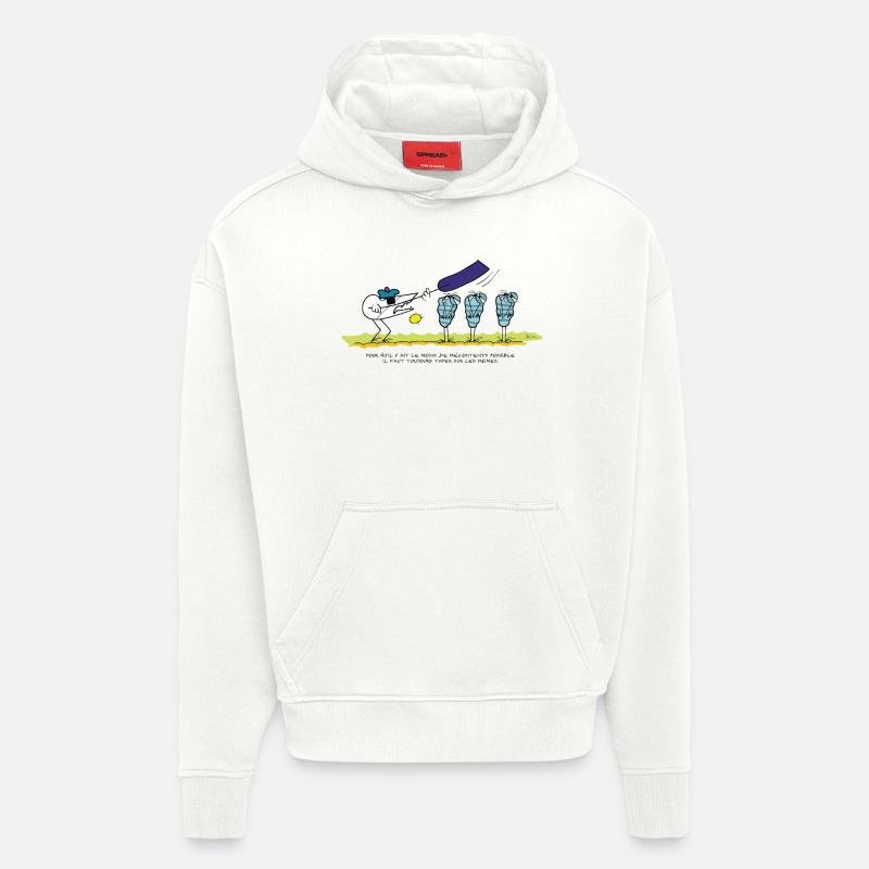 Devise du Marin Shadoks - Sweat à capuche bio épais oversize fabriqué en UE - OFF WHITE